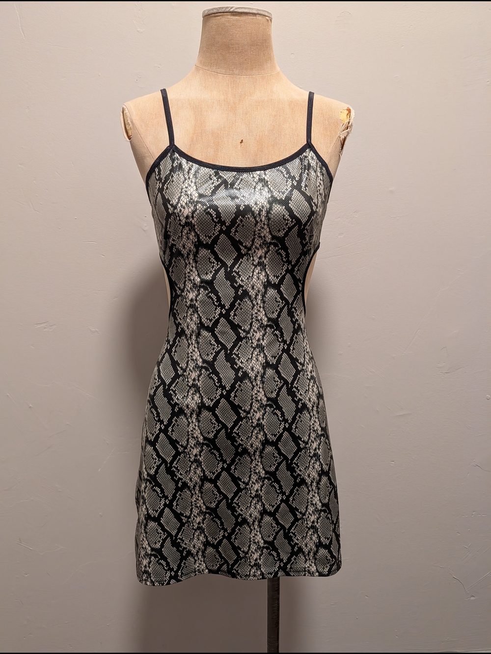 Studio Snake Print Satin Slip Dress - Black & Gray